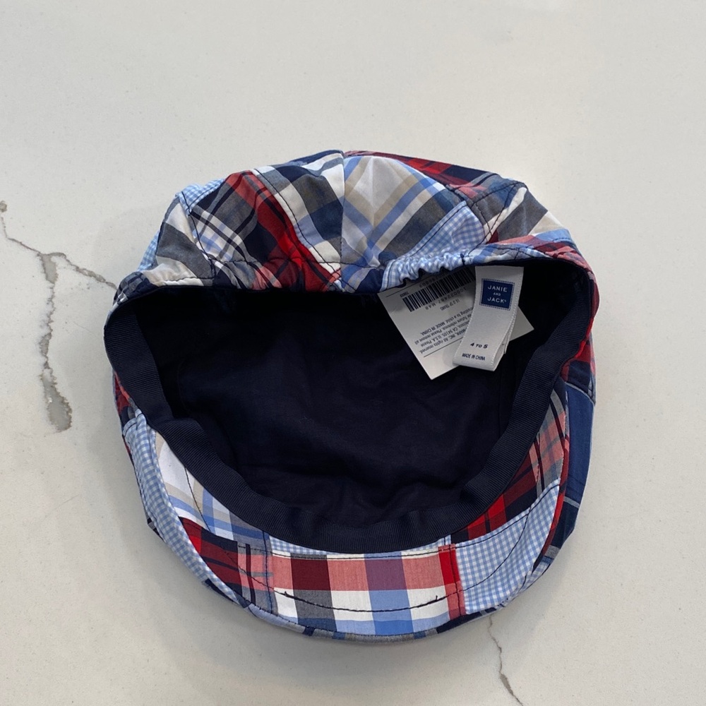 🆕 Janie and Jack Red and Blue Plaid Hat - Picture 3 of 5